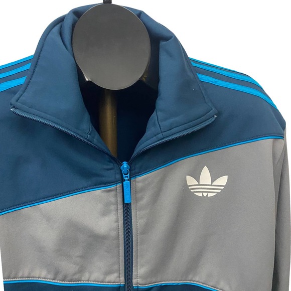 Rare Adidas Zip Up Track Jacket Funnel Neck Spellout Trefoil / Women’s Large - Picture 2 of 6